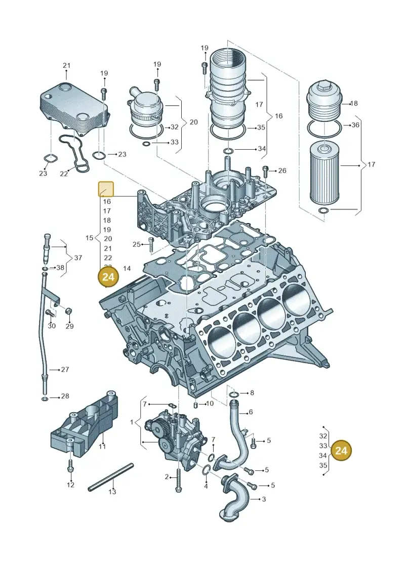 057198405C — Volkswagen Touareg BlueMotion (2014-2018) diagram 693115600, position 24