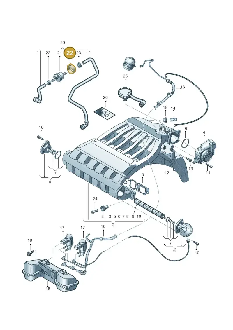 058133459F — Volkswagen PHAETON                08> (2007-) diagram 258133800, position 22