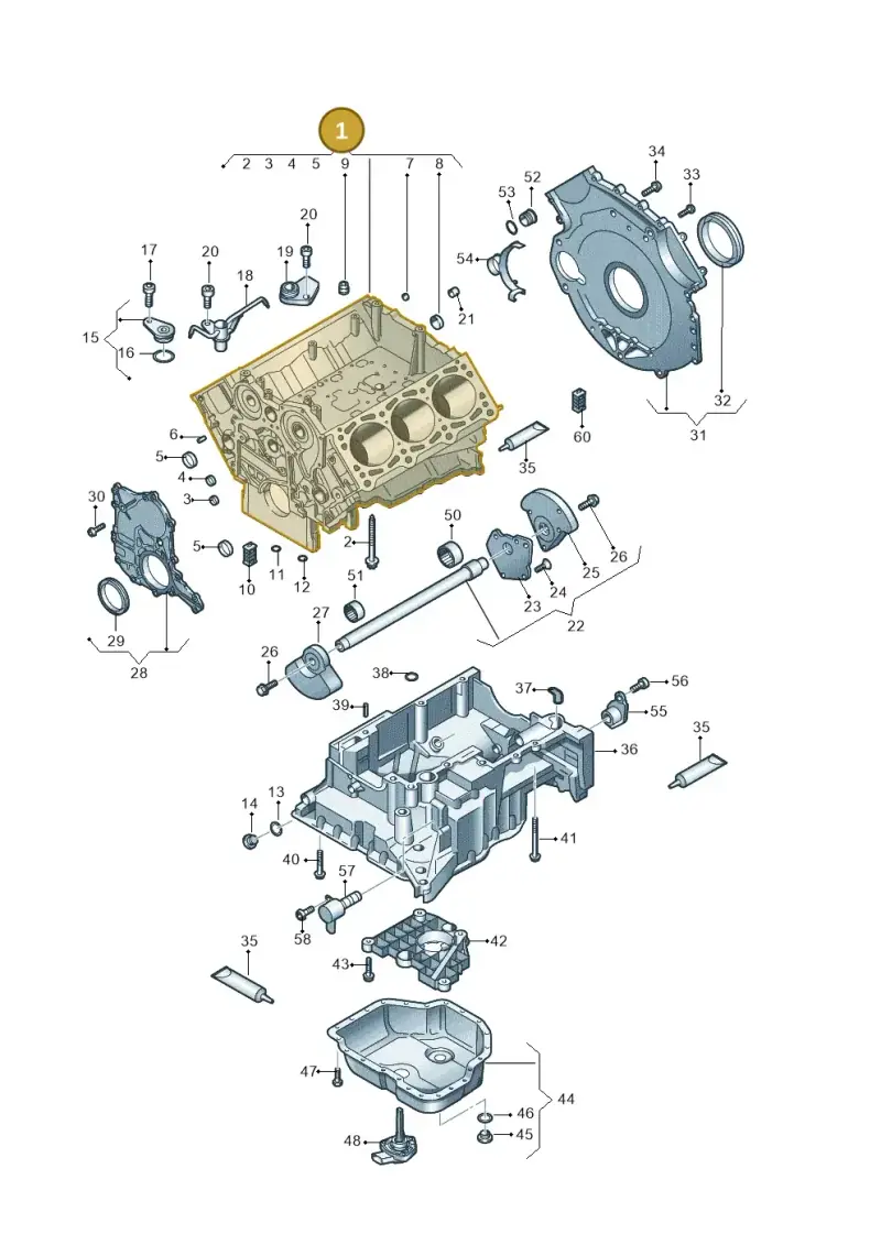 059103011DN — Volkswagen Touareg (2010-2012) diagram 616103250, position 1
