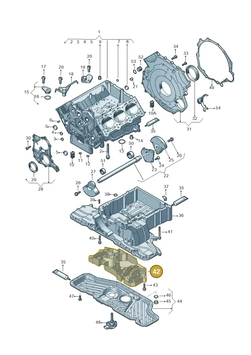 059103138R — Volkswagen Phaeton 4motion (2010-2016) diagram 258103050, position 42