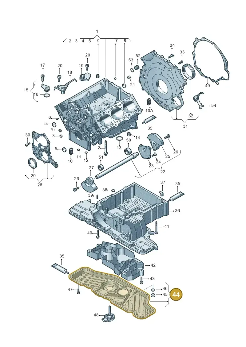 059103602D — Volkswagen Phaeton 4motion (2010-2016) diagram 258103050, position 44