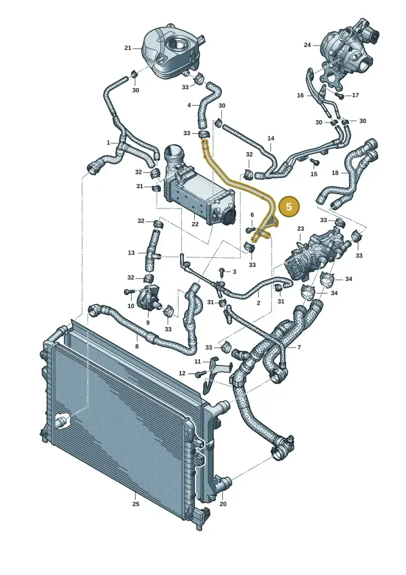 05C121070A — Volkswagen Golf 2.0 BlueMotion (2019-2024) diagram 596121044, position 5