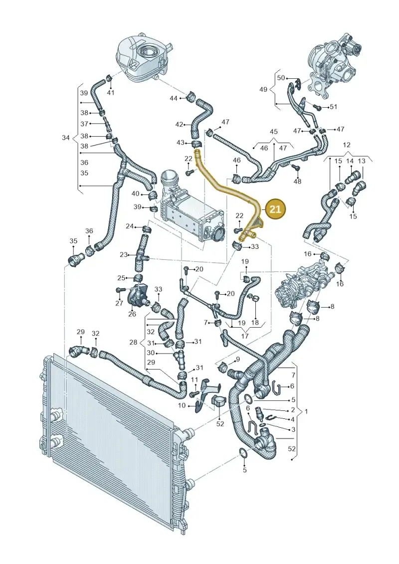 05C121070A — Volkswagen T-Cross 1,0 (2018-2024) diagram 837121170, position 21