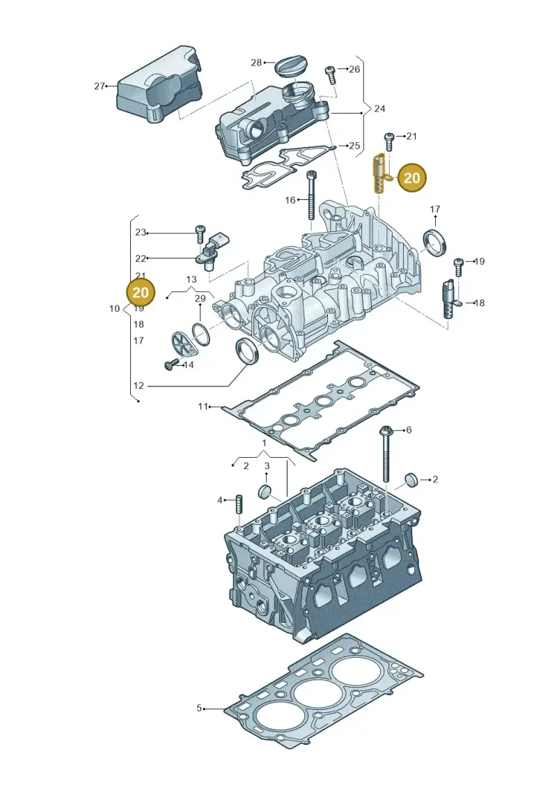 05C906455A — Volkswagen Taigo (2021-2024) diagram 5h0103040, position 20