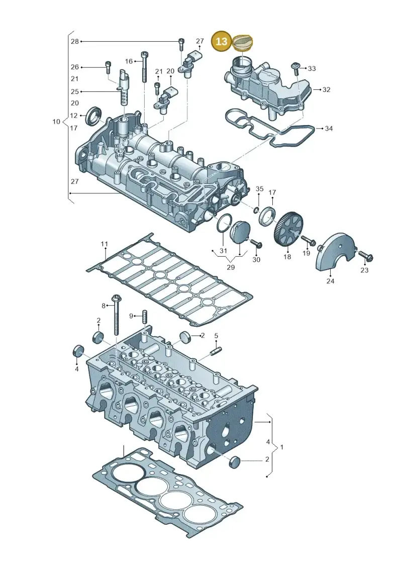 05E103485J — Volkswagen Caddy Maxi Kombi (2020-2024) diagram 827103540, position 13