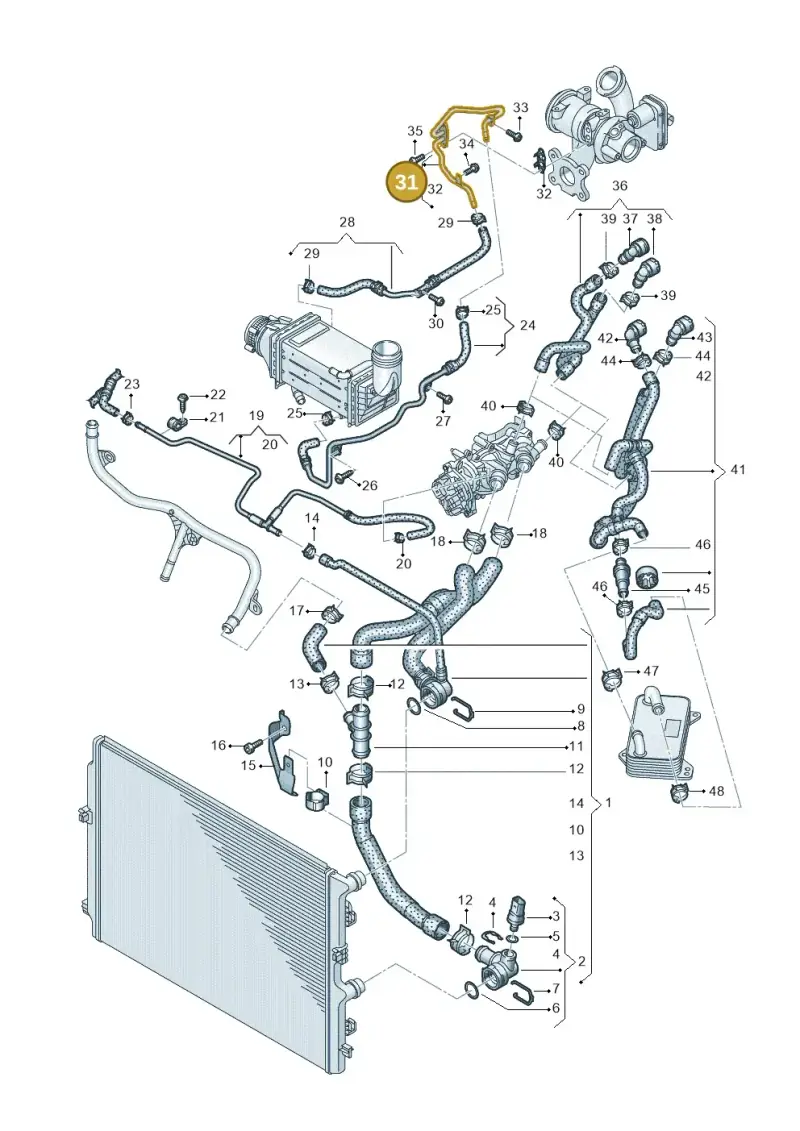 05E121497A — Volkswagen Caddy Maxi (2020-2025) diagram 2ka121301, position 31