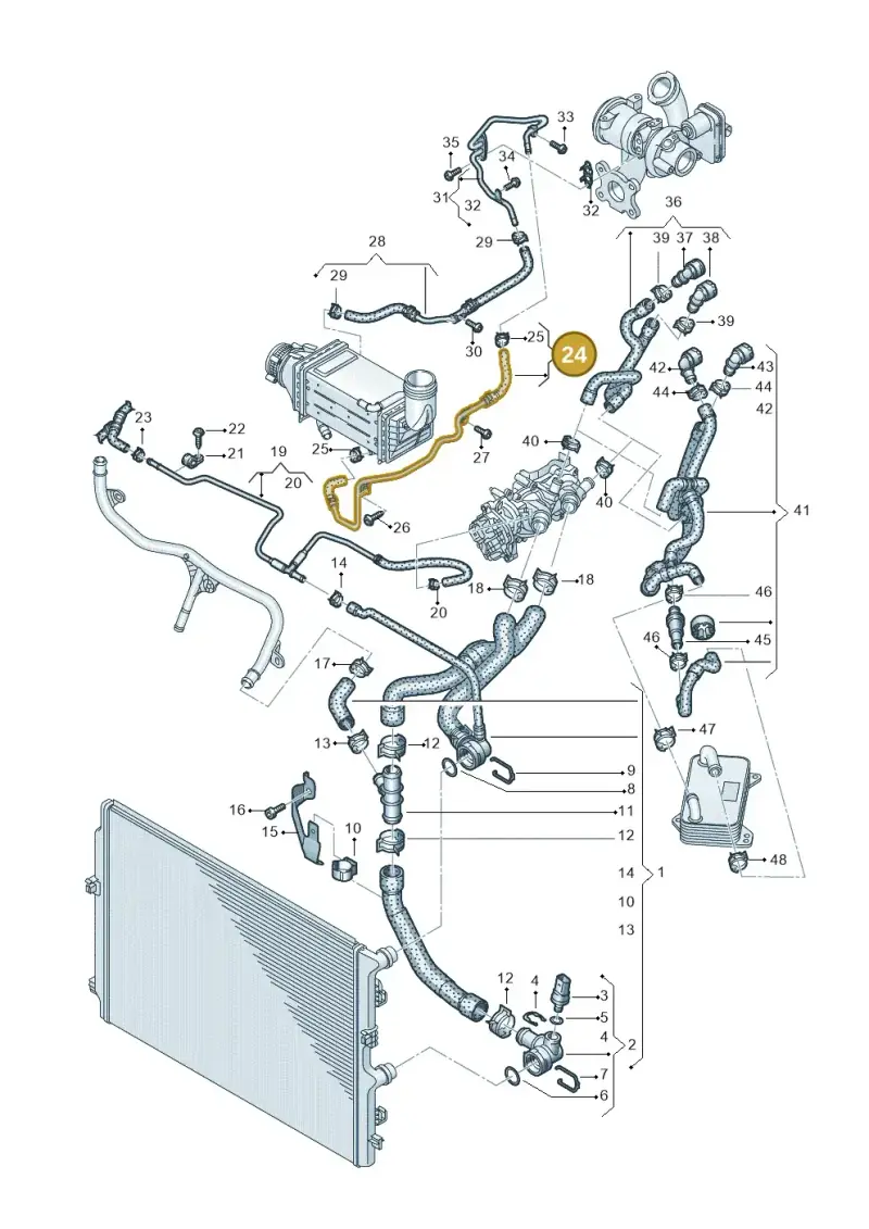 05E122447F — Volkswagen Caddy Maxi Kombi (2020-2024) diagram 2ka121301, position 24