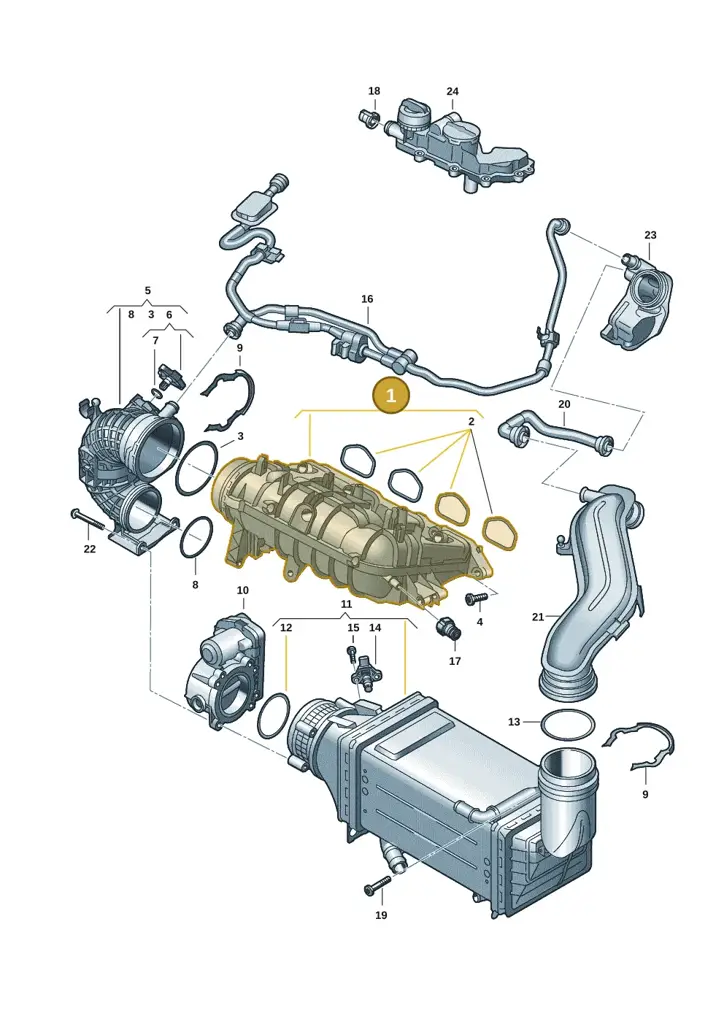 05E129709B — Volkswagen Taos 1.4 (2020-2024) diagram 5h0133050, position 1