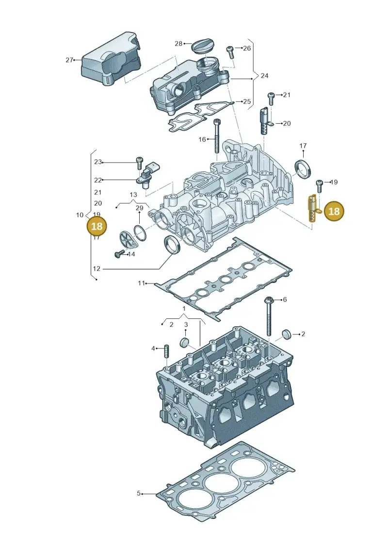 05E907601C — Volkswagen Taigo (2021-2024) diagram 5h0103040, position 18