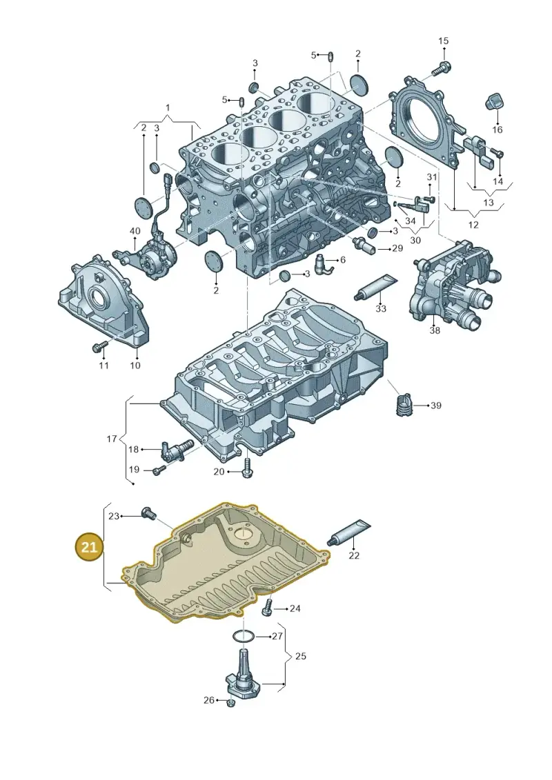 05L103602 — Audi A3 Sportback (2019-2021) diagram 596103500, position 21