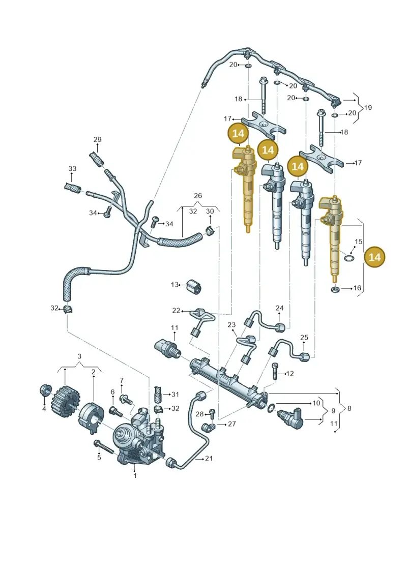 05L130277M — Volkswagen Tiguan 2.0 4Motion (2017-2024) diagram 793130020, position 14