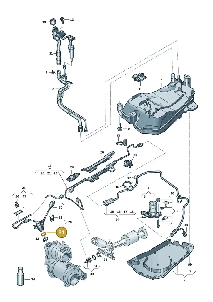 05L253115C — Volkswagen Golf 2.0 BlueMotion (2019-2024) diagram 5h0253104, position 31