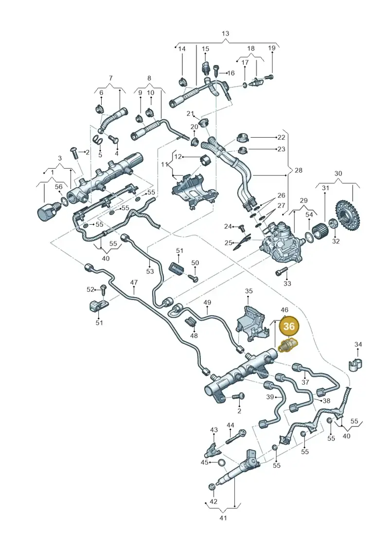 05L906054A — Volkswagen Touareg (2017-2023) diagram 896130097, position 36