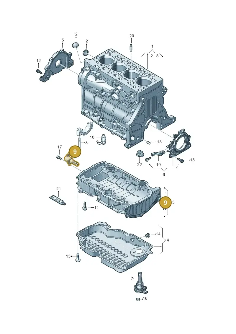 05L906455A — Volkswagen Golf 2.0 BlueMotion (2019-2024) diagram 5h0103036, position 9