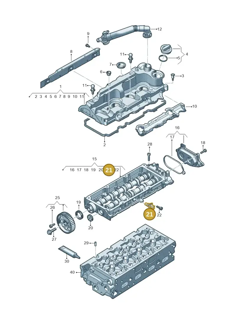 05L907601A — Audi A5 Limousine (2024-2025) diagram fys103700, position 21