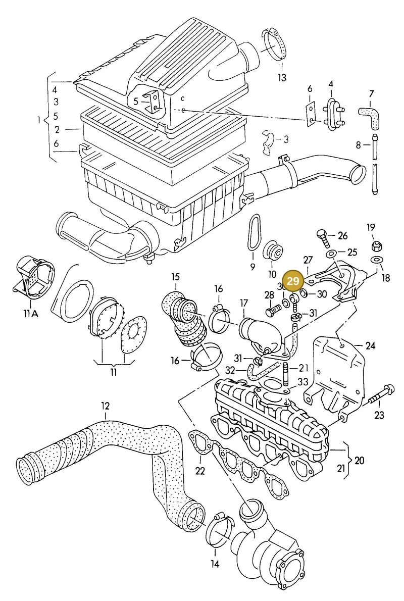 063133662B — Volkswagen GOLF VAR./VENTO (1996-1999) diagram 121129380, position 29