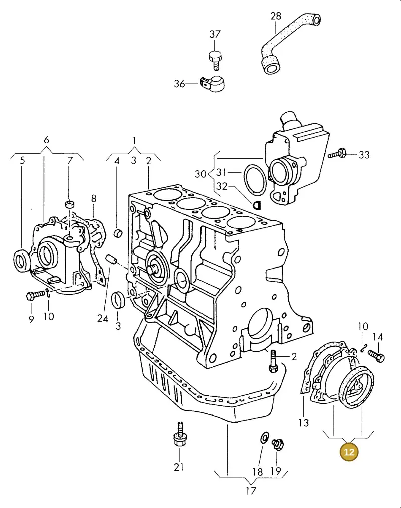 068103171F — Volkswagen CADDY PICKUP (1996-2000) diagram 101103100, position 12