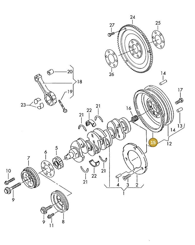 068105275A — Volkswagen DIES.-IND.-MOT.1,9>2,0 (1990-2007) diagram 423105050, position 15