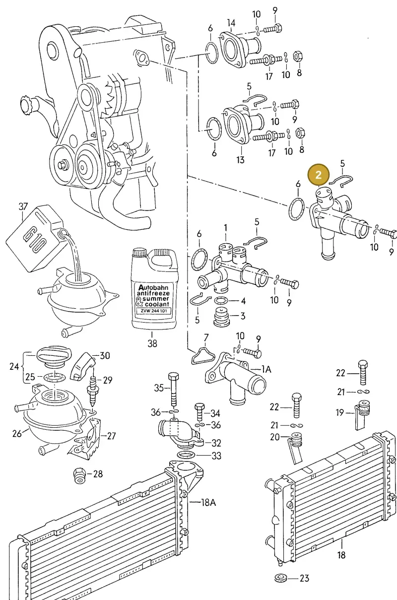 068121132 — Volkswagen Jetta (1989-1991) diagram 110022000, position 2
