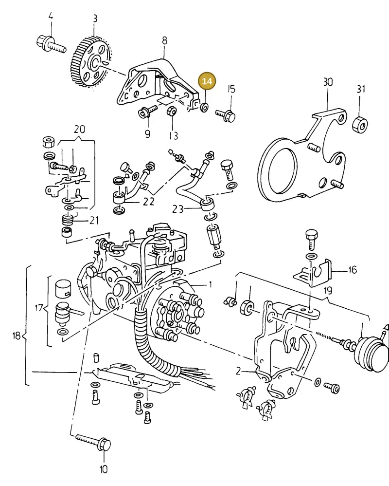 068130199 — Volkswagen CADDY PICKUP (1996-2000) diagram 101130100, position 14