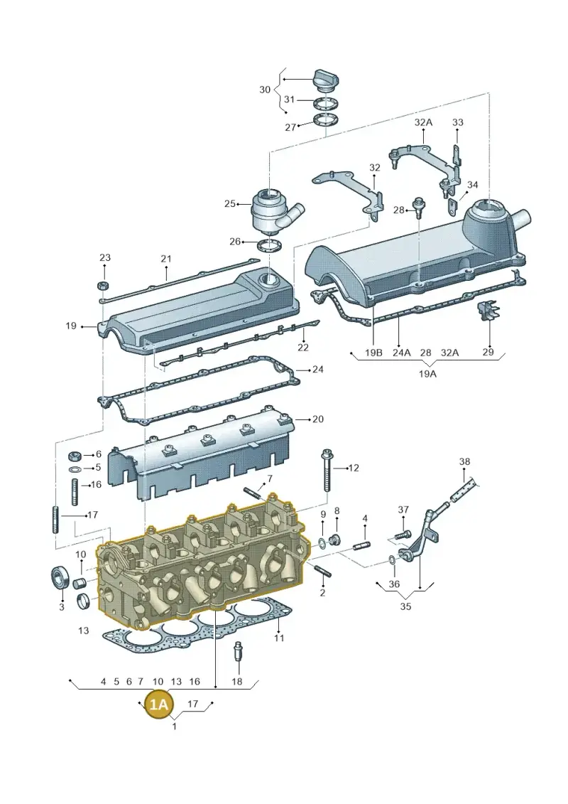 06A103351C — Volkswagen New Beetle (2001-2005) diagram 266103450, position 1A