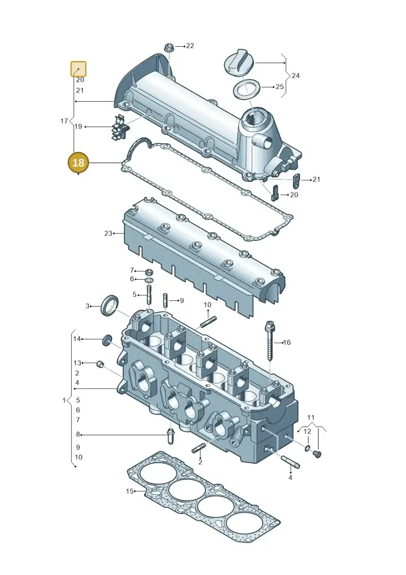 06A103483C — Volkswagen Jetta 2.0 (2015-2015) diagram 477103450, position 18