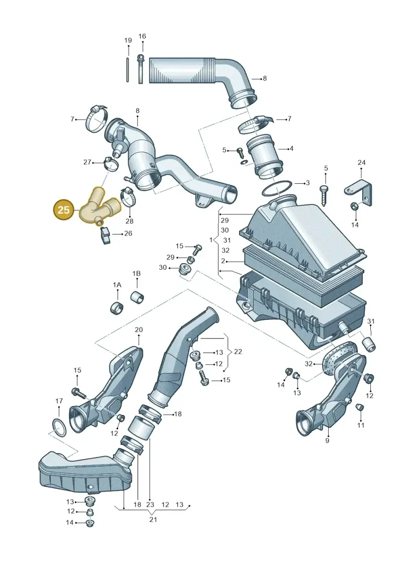 06A103493AC — Volkswagen Polo (2011-2014) diagram 194129150, position 25