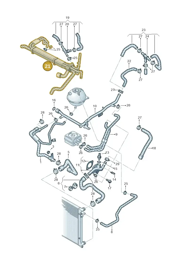 06A103493BC — Volkswagen Transp. caravelle (2008-2009) diagram 410121300, position 21