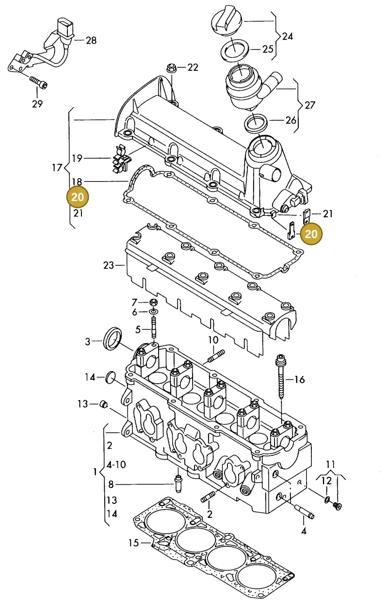 06A103733A — Volkswagen OTTO-IND.-MOT.         77> (1977-) diagram 421103420, position 20
