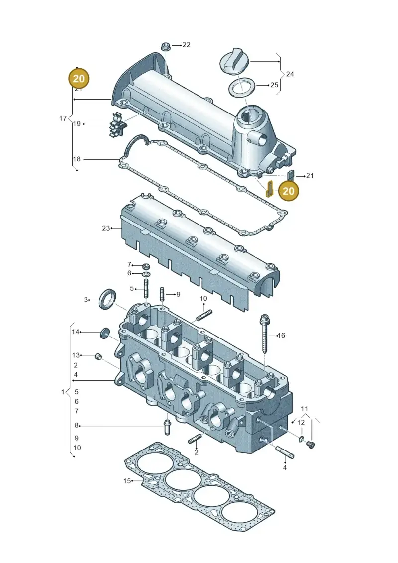 06A103733A — Volkswagen Jetta 2.0 (2015-2015) diagram 477103450, position 20