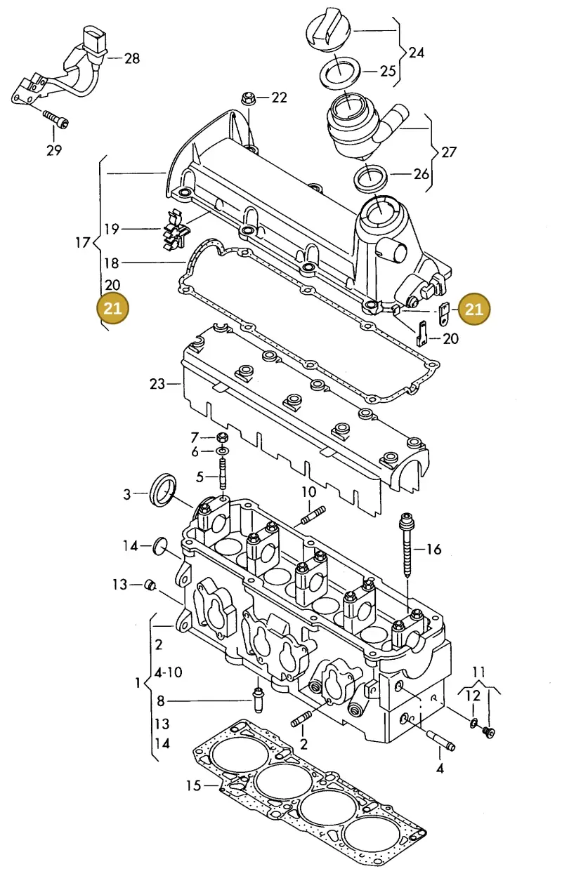 06A103733B — Volkswagen OTTO-IND.-MOT.         77> (1977-) diagram 421103420, position 21