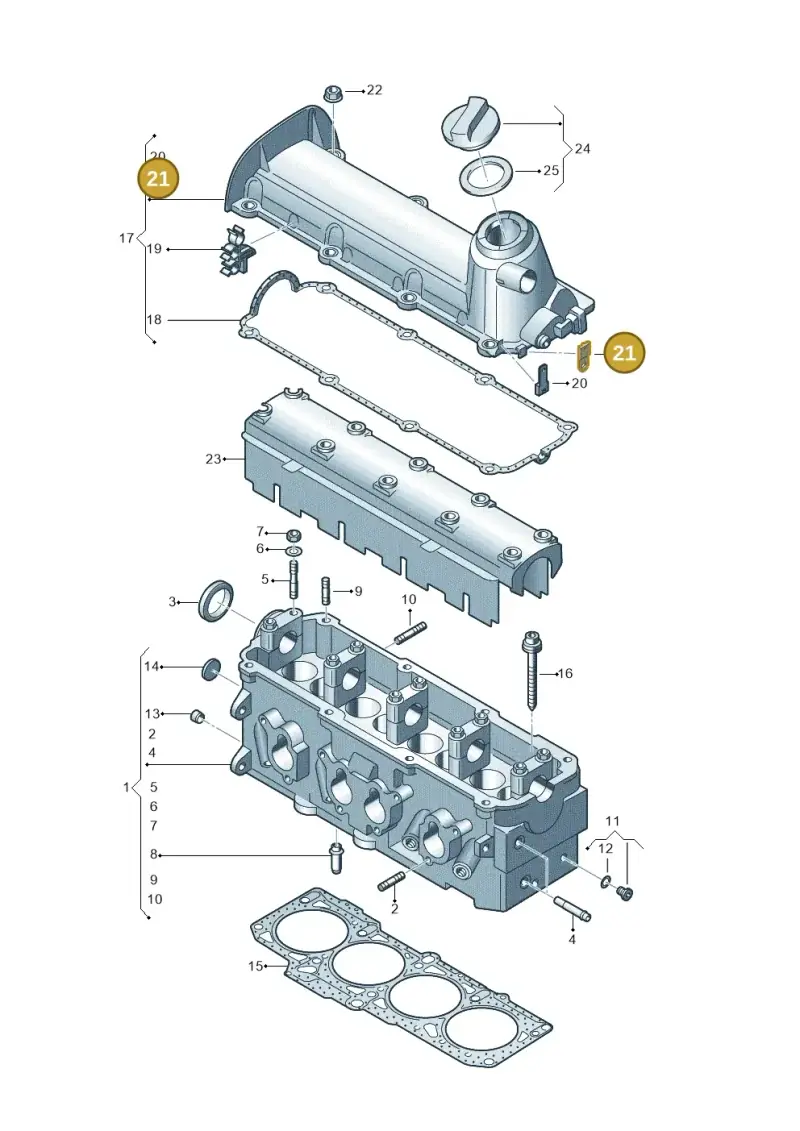 06A103733B — Volkswagen Jetta 2.0 (2015-2015) diagram 477103450, position 21