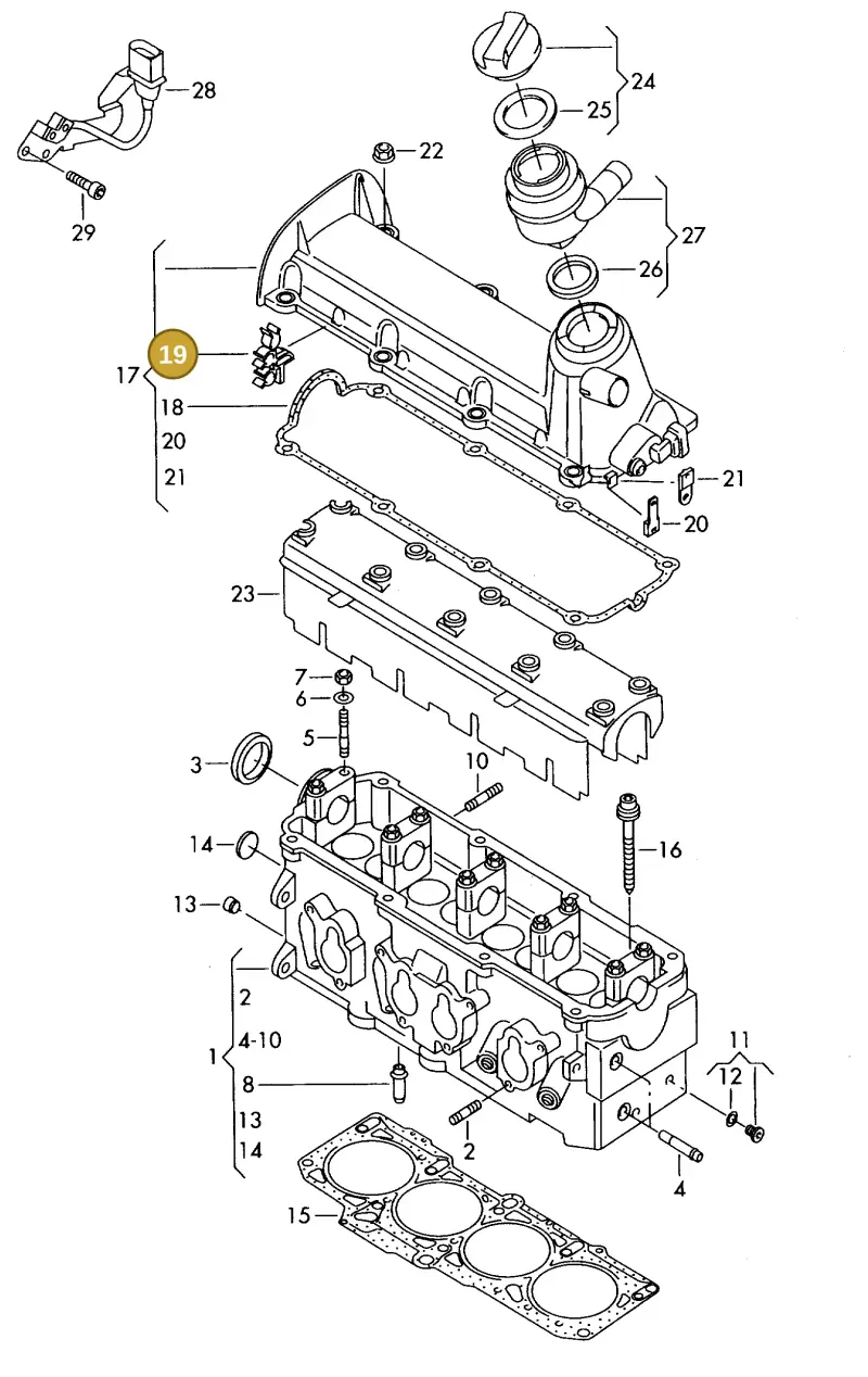 06A103733C — Volkswagen OTTO-IND.-MOT.         77> (1977-) diagram 421103420, position 19