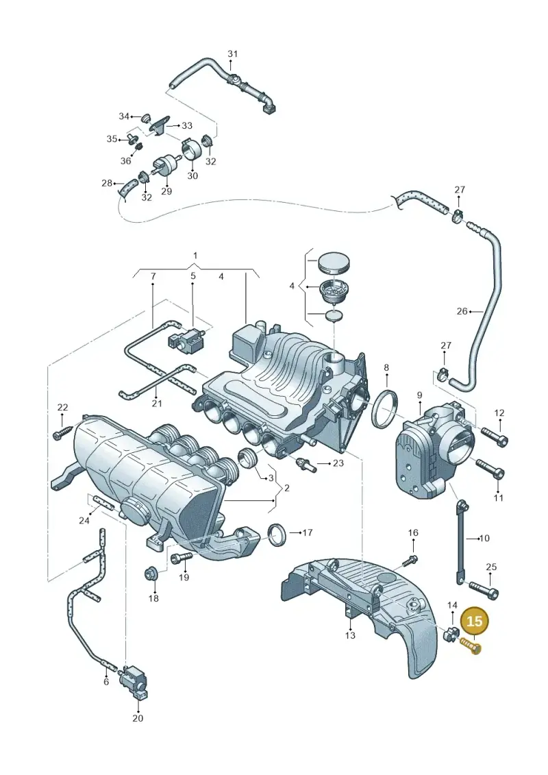 06A129289D — Volkswagen Jetta/Wagon (2002-2006) diagram 266133240, position 15
