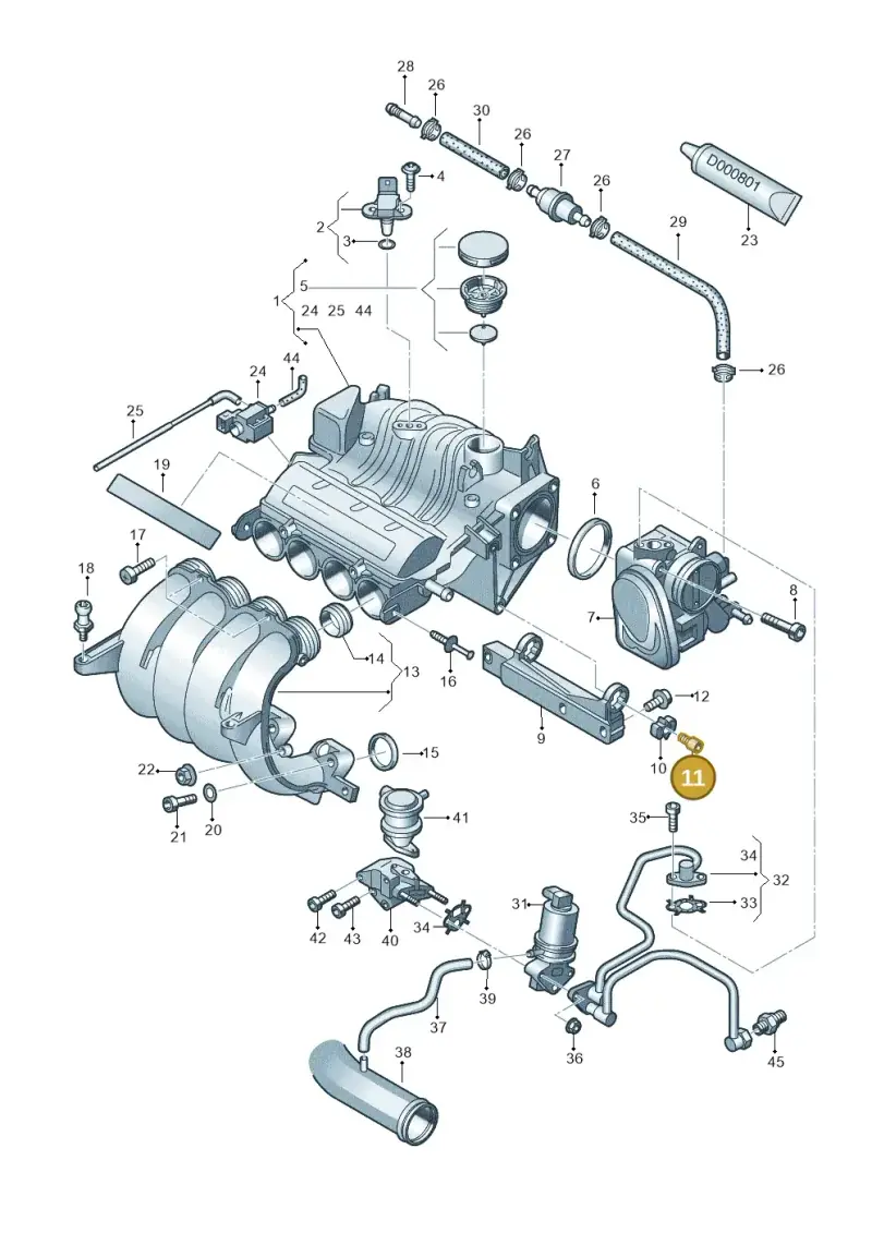 06A129289D — Volkswagen Jetta (2008-2011) diagram 412133070, position 11