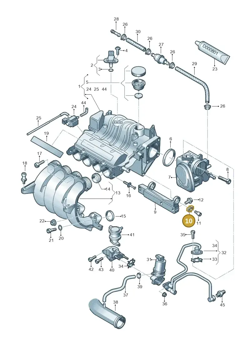 06A129763 — Volkswagen Jetta (2008-2011) diagram 412133070, position 10