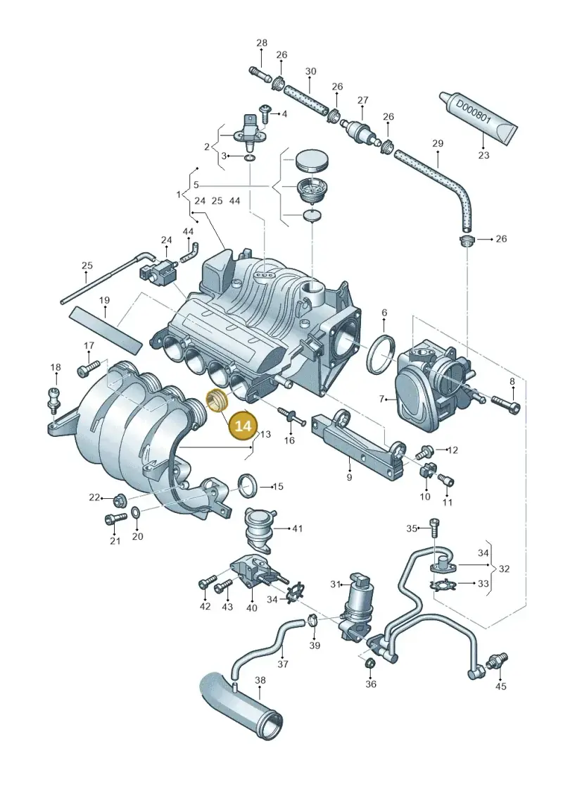06A133227D — Volkswagen Jetta (2008-2011) diagram 412133070, position 14