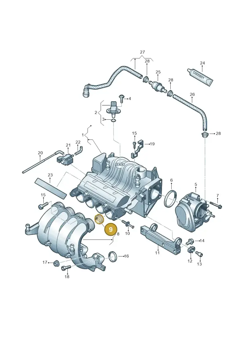 06A133227D — Volkswagen Golf Plus (2011-2014) diagram 460133250, position 9
