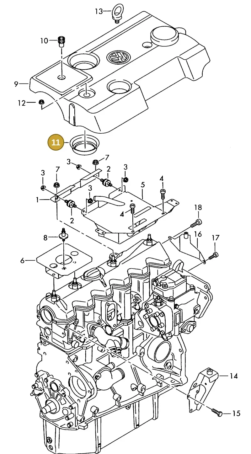 06A133287L — Volkswagen MARINE-MOTOR           02> (2002-) diagram 277103850, position 11