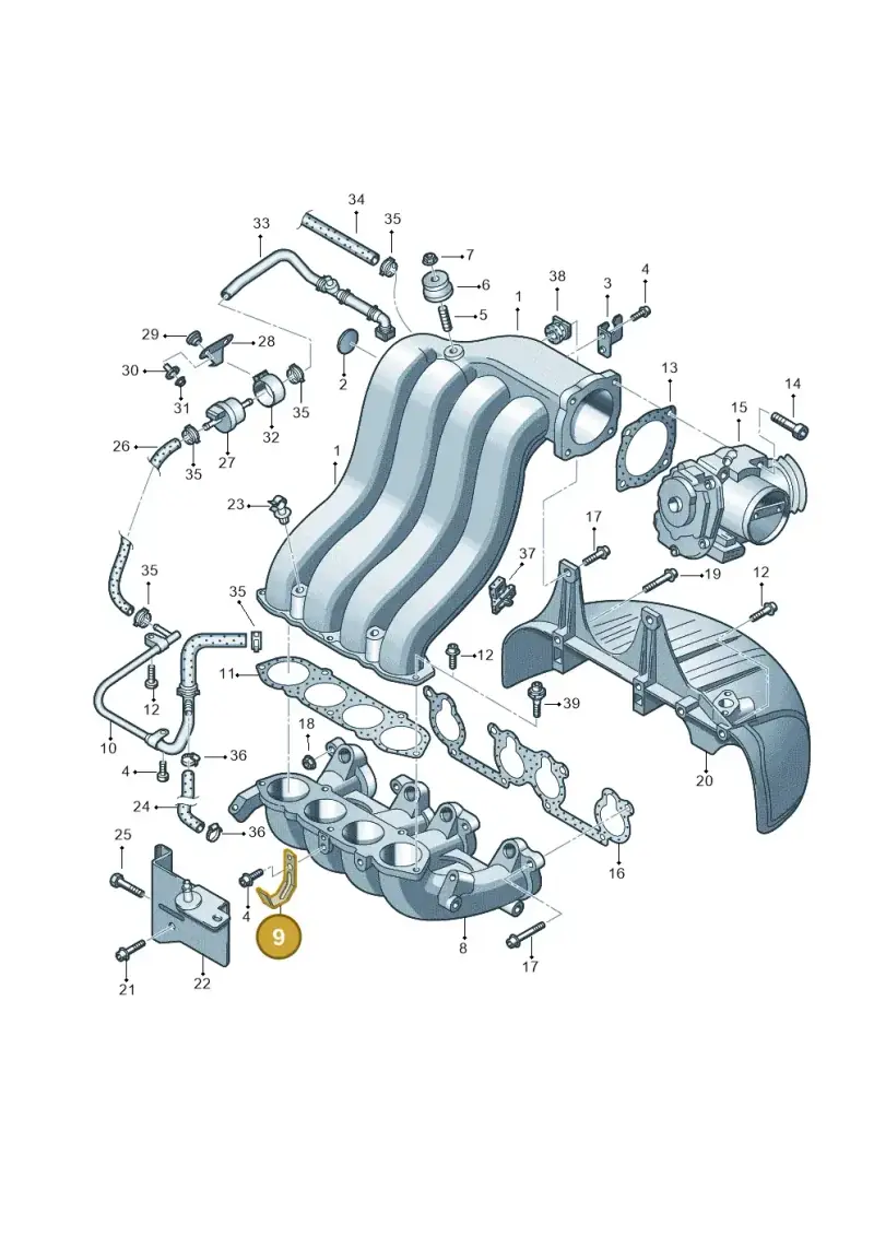 06A133376 — Volkswagen Polo (2008-2009) diagram 657133300, position 9