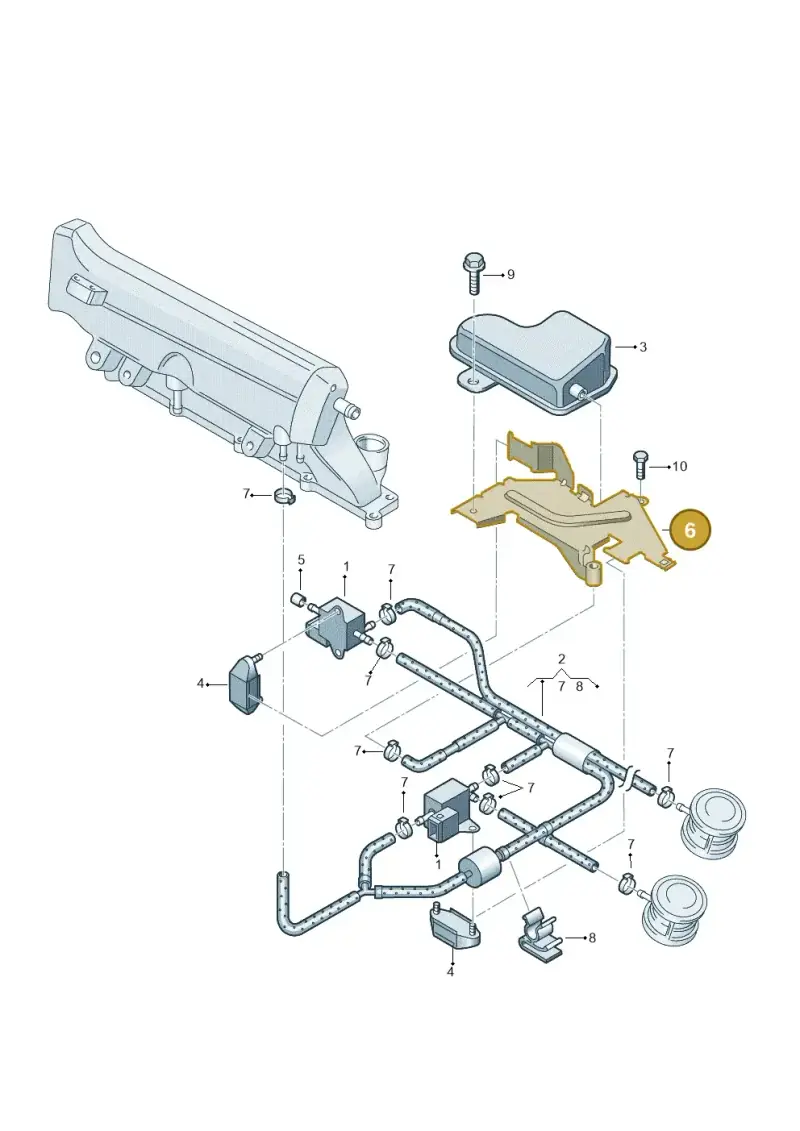 06A133444AA — Volkswagen Polo (2008-2009) diagram 461133750, position 6