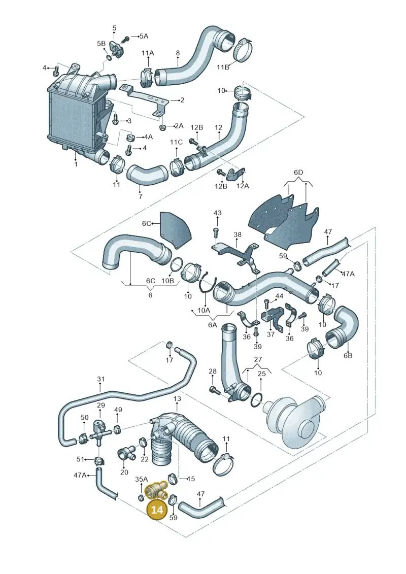 06A145710P — Volkswagen Polo (2008-2009) diagram 461145850, position 14