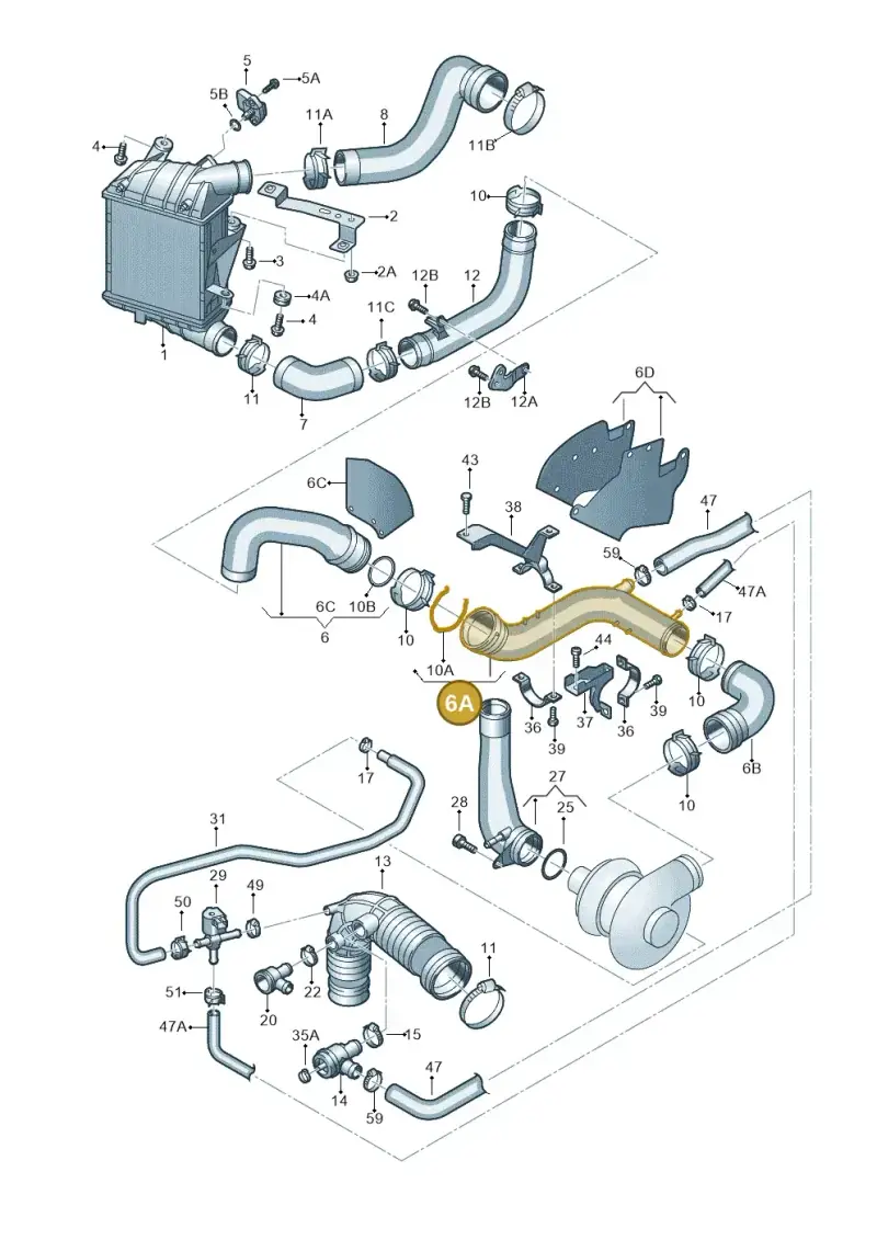 06A145731F — Volkswagen Polo (2008-2009) diagram 461145850, position 6A