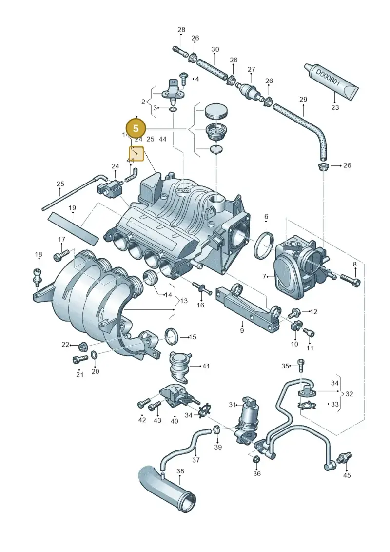 06A198205A — Volkswagen Jetta (2008-2011) diagram 412133070, position 5