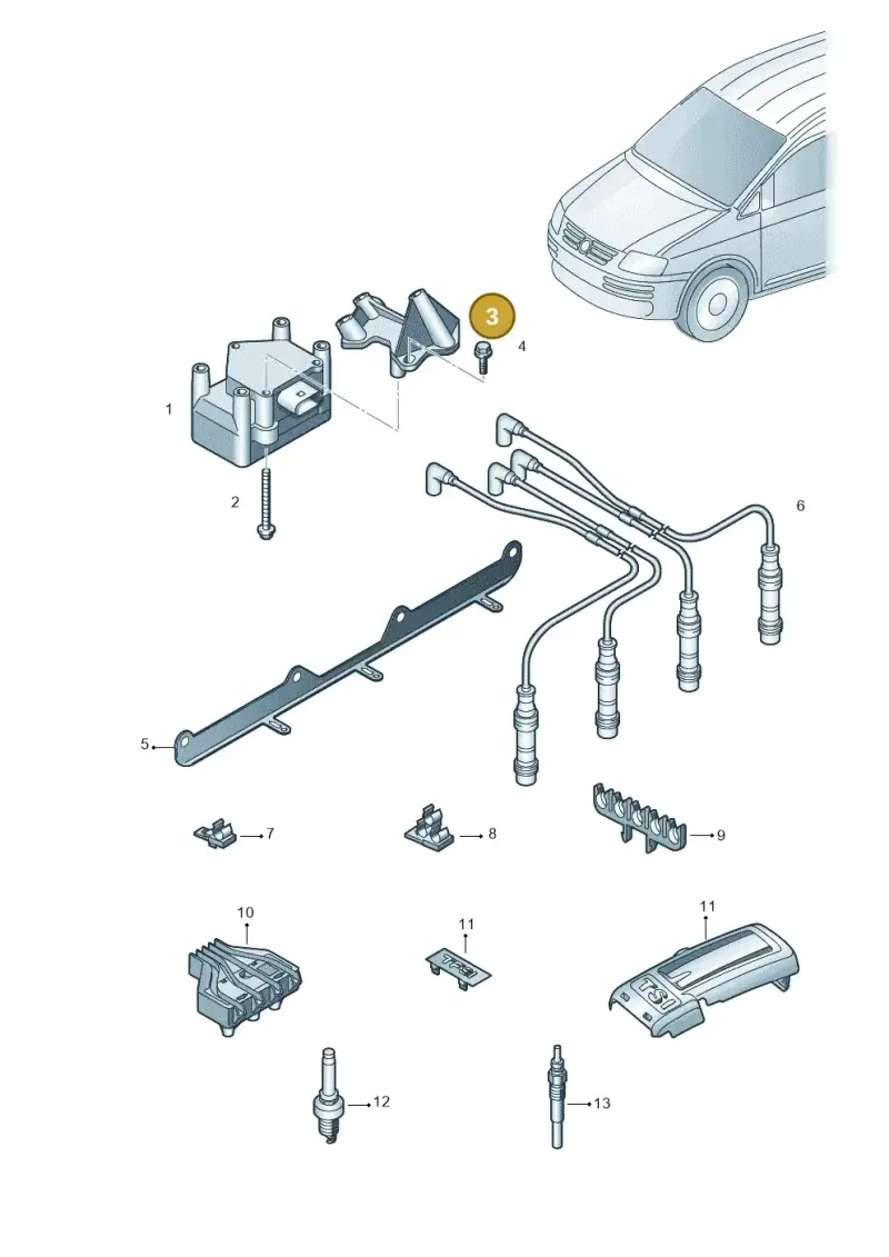06A903103 — Volkswagen Caddy Maxi Kombi (2010-2015) diagram 690905000, position 3