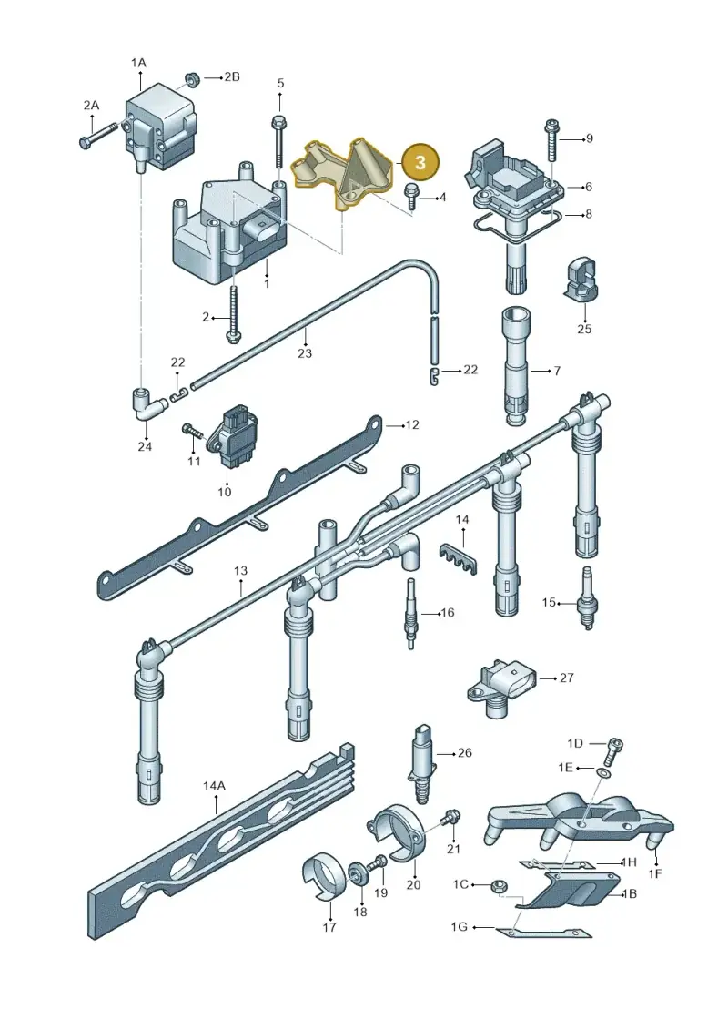 06A903103B — Volkswagen GOLF/VAR./4MOT. A4     02 (2001-2002) diagram 405905000, position 3