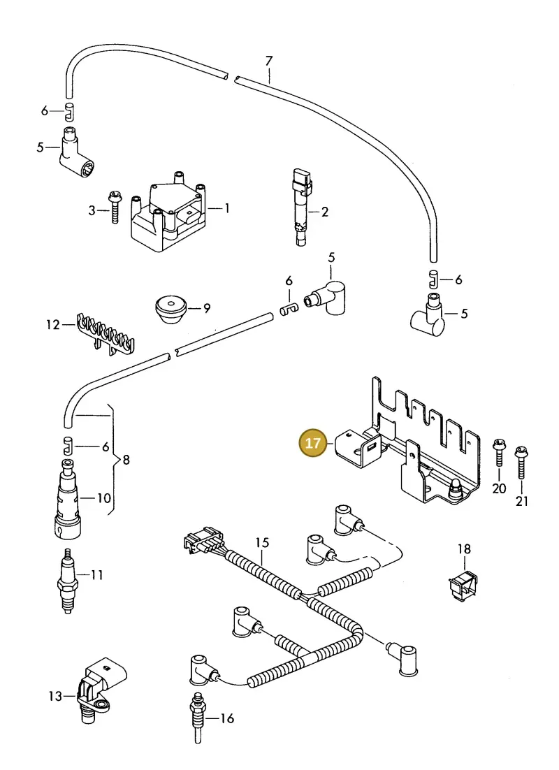 06A903103B — Volkswagen OTTO-IND.-MOT.         77> (1977-) diagram 421905000, position 17