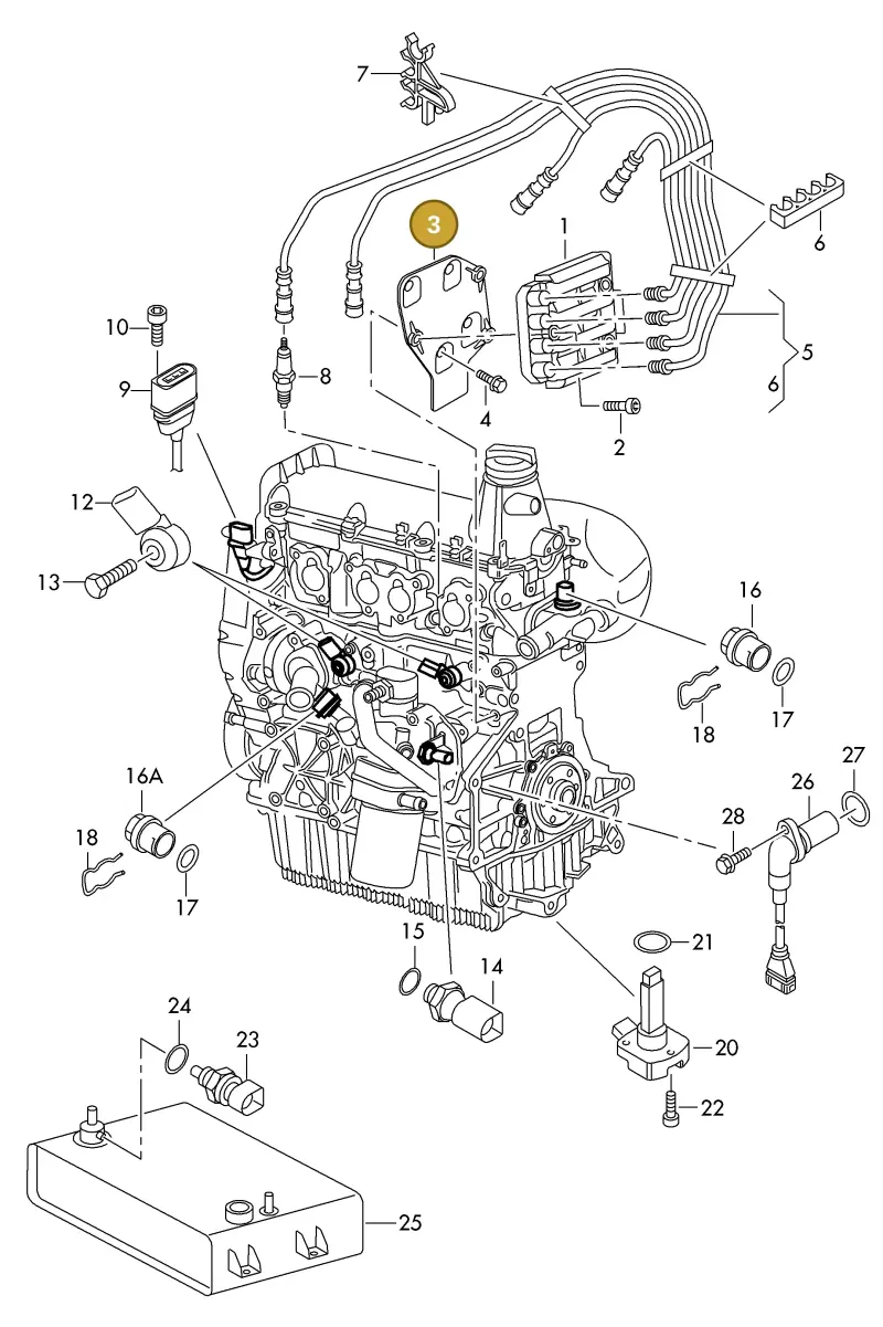 06A903103B — Volkswagen 2X2 platform diagram 982906010, position 3