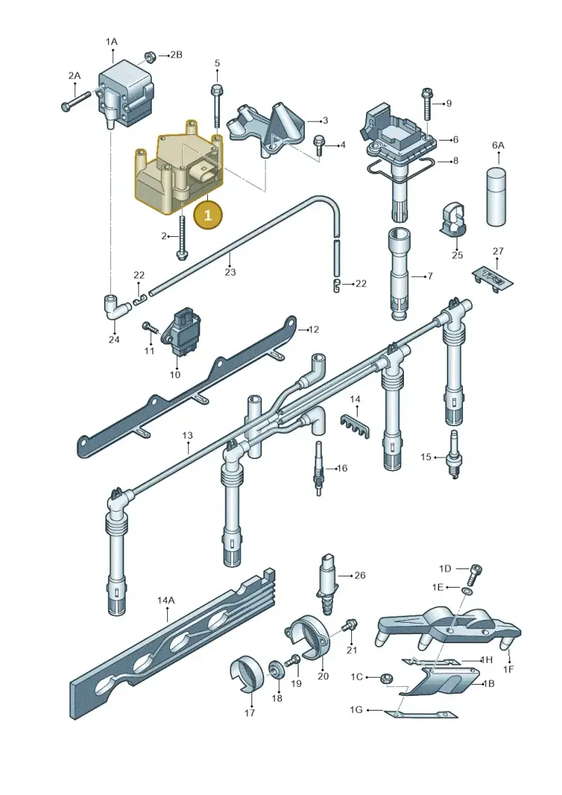 06A905097A — Volkswagen Touran 1.9 (2008-2010) diagram 649905000, position 1