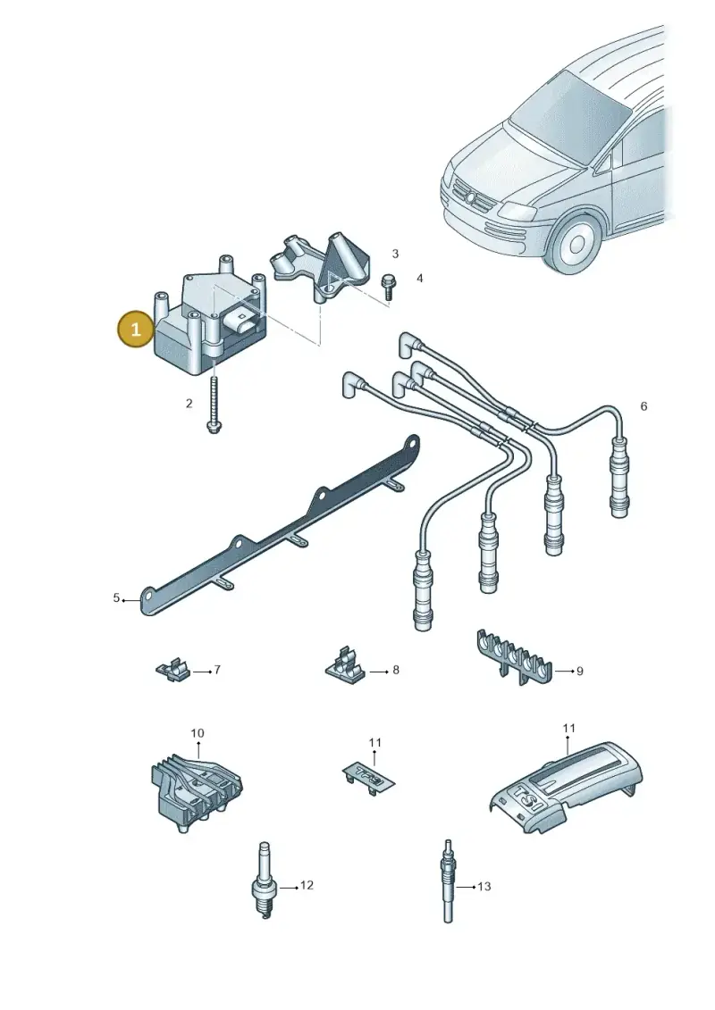 06A905097A — Volkswagen Caddy Maxi Kombi (2010-2015) diagram 690905000, position 1